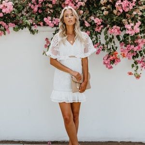 Brand new- White lace flounce dress